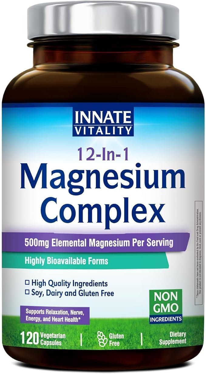 Innate Vitality Magnesium Glycinate 500mg 120 Vegan Capsules