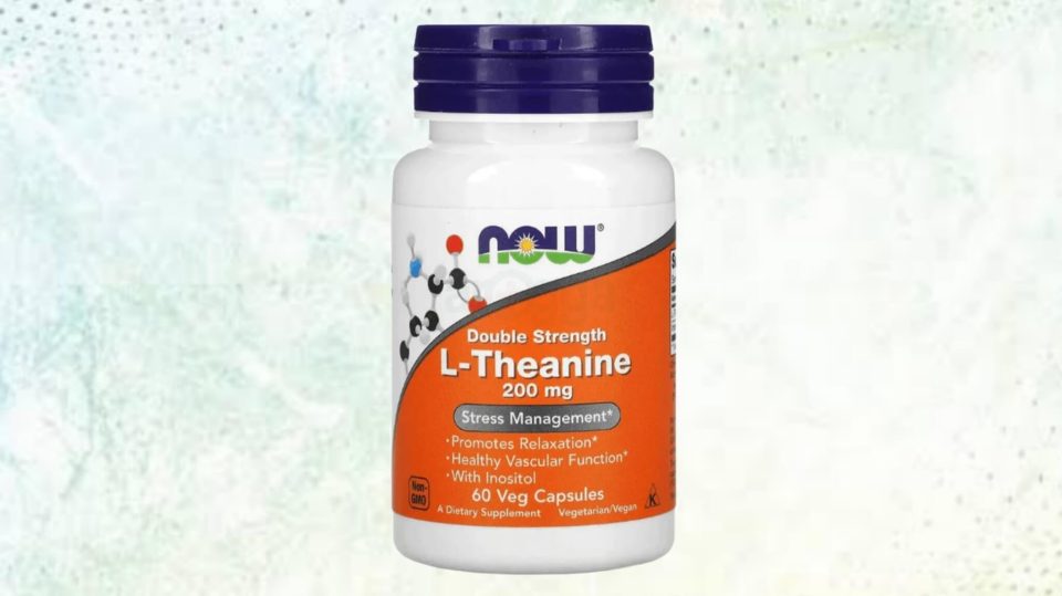 NOW L-Theanine, Double Strength-200 mg, 60 Veg Capsules