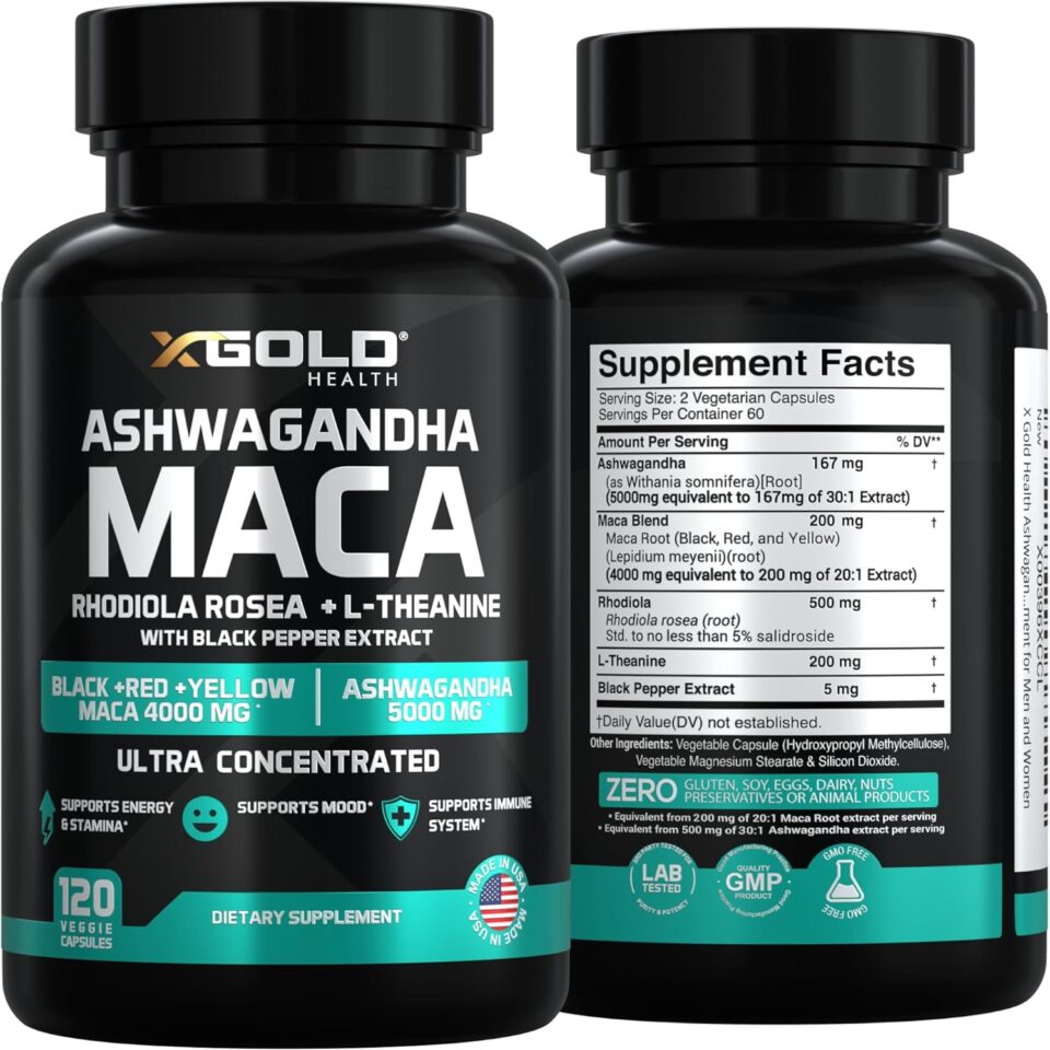 X Gold Strongest Health Maca Ashwagandha 120 Capsules - Image 3